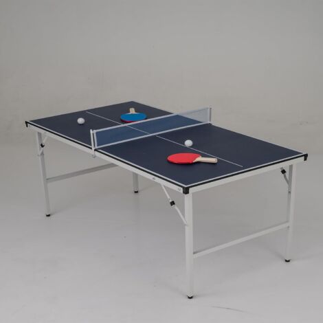 COSTWAY Table de Ping-Pong Pliable 152,5 x 76 cm, Set Table de Tennis Portable Pré-Assemblée avec Filet 2 Raquettes Balles, Ensemble de Jeu Familial Économiseur dEspace Intérieur Extérieur