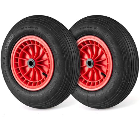 COSTWAY Roue de Brouette 4,80/4,00-8, Pneu en Caoutchouc de 40 CM avec Roulement de 2 CM et Moyeu Centré de 8,8 CM, Roue Increvable pour Remorques de Jardin, Diables, Chariots Utilitaires (2) (1/4)