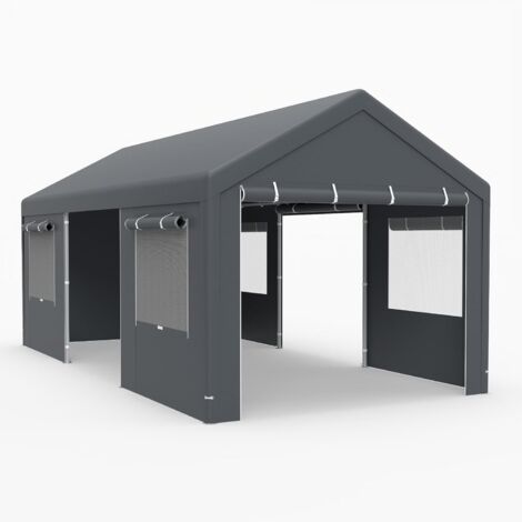 Costway – Abri de voiture 305 x 586 cm – Tente de garage résistante à l'eau et au soleil – Parois amovibles et fenêtres ventilées – Pour SUV et camions
