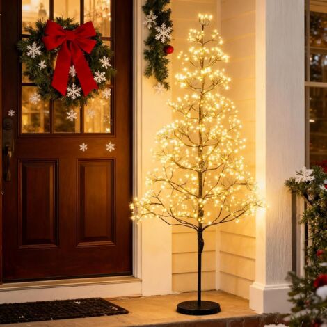 COSTWAY 120 cm Arbre de Cèdre Lumineux, Sapin de Noël Artificielle, 800 LED Blanc Chaud, Branches Denses, Base Lestée, Decoration de Fête pour Noël Halloween Pâques Mariages (1/5)