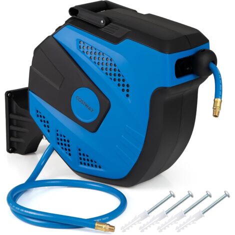 COSTWAY Enrouleur Tuyau à Air Comprimé Rétractable, Enrouleur de Compresseur d’Air de 15 m avec Tuyau de Raccord de 1,5 m Montage Mural Max 300 PSI Support 180°, pour Jardin Terrasse Atelier (1/5)