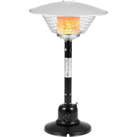 COSTWAY Cheminée de Table au Gaz Propane de 4 KW, Chauffage Extérieur avec Régulateurs de Pression/Conduites de Gaz Protection Contre Basculement et Surchauffe avec 2 Réglages de Chaleur (Noir)