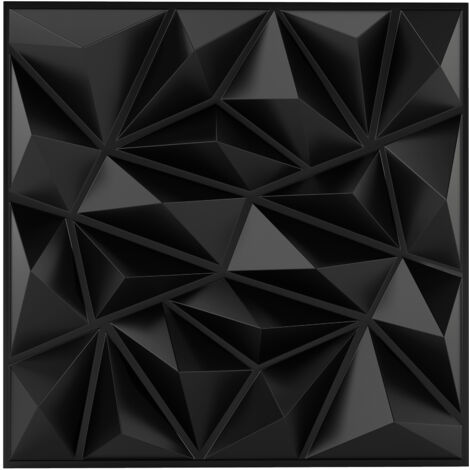 Lot de 20 Panneaux Muraux 3D Carrés Autocollants 50 x 50cm, Carreaux Murs en PVC avec Motifs Décoratifs en Diamant pour Peinture, Découpe DIY, Noir (1/5)
