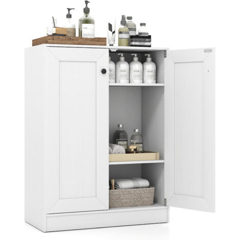 Costway – Armoire de rangement en bois blanc – 2 étagères réglables – Sécurité anti-basculement – Dimensions 60 x 30 x 80 cm