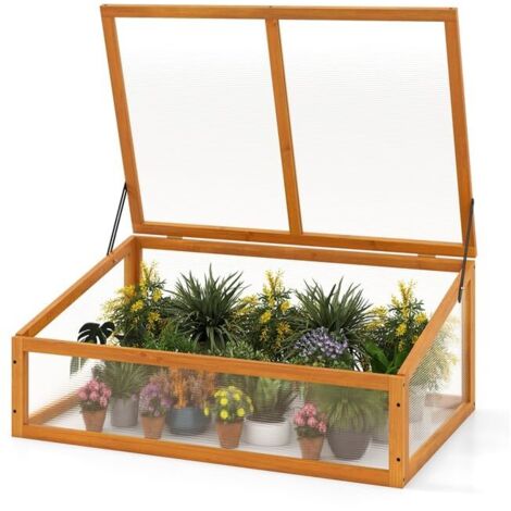 serre froide mini petite serre en bois kit serre chaude isolée fleur toit transparent ouvrant portable jardinière surélevée protection jardinage cul