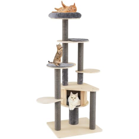 arbre à chat moderne pour chatons d’intérieur grande tour haute meuble condo griffoirs cadre d’escalade multi-niveaux centre d’activité polyvalent m (1/5)