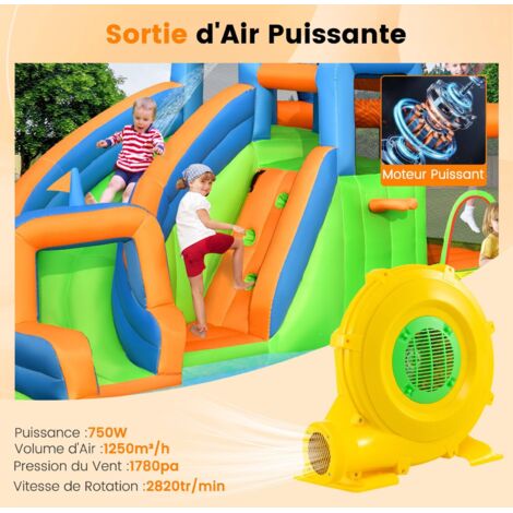 Suusolny Ventilateur Gonflable Électrique 750W Puissant - Pompe à Air Turbo Pour Château Gonflable, Toboggan Aquatique - Silencieux, Portable Avec Poignée Et Piquets