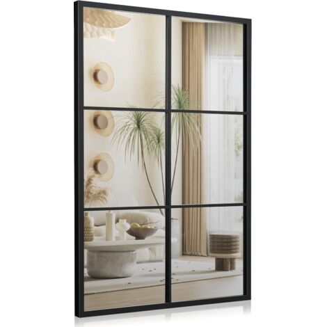 miroir mural, miroir suspendu vertical ou horizontal pour cheminée, miroir décoratif de style ferme, miroir rectangulaire avec cadre en métal, miroi (1/5)