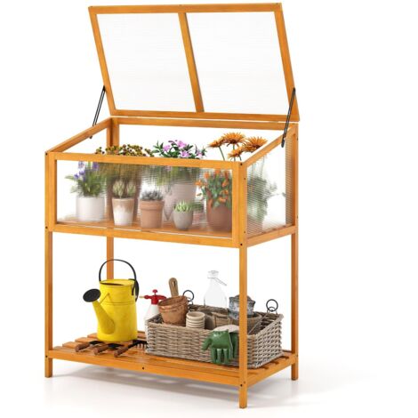 mini serre de jardin mini serre pour semis mini serre interieur petite serre de jardin en bois cadre froid chaude isolée toit transparent ouvrant ra (1/5)