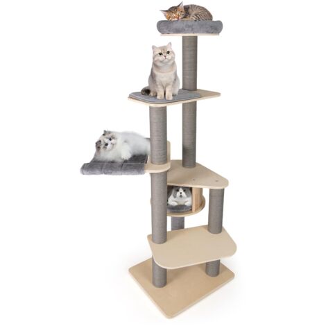 arbre à chat moderne pour chatons d’intérieur grande tour haute meuble condo griffoirs cadre d’escalade multi-niveaux centre d’activité polyvalent m (1/5)