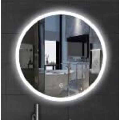 miroir LED salle de bain rond rétroéclairé coiffeuse éclairage LED mural grande pièce petit pendentif intelligent moderne lumières argent verre trem