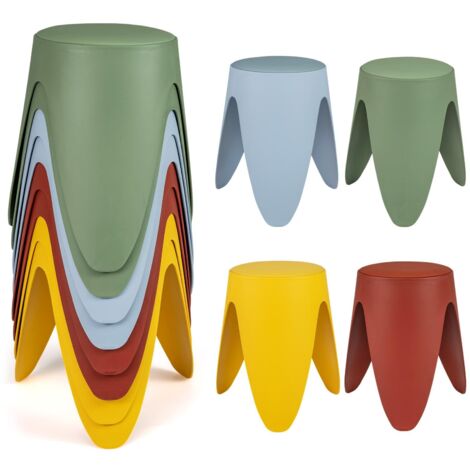 lot de 8 tabourets en plastique empilables colorés chaises gigognes flexibles siège rond portable sans dossier salle de classe école primaire stable