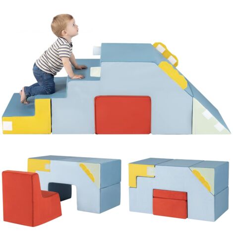 Costway – Parcours de motricité bébé avec toboggan – Aire de jeux en mousse 143 x 45 x 50 cm – Housses lavables en machine – Couleurs vives