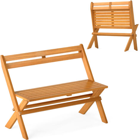 Banc d'Extérieur Pliable en Bois d'Acacia pour 2 Personnes, Capacité de 360 kg, Banc de Jardin 105 x 56 x 80 cm pour Porche, Balcon, Jardin