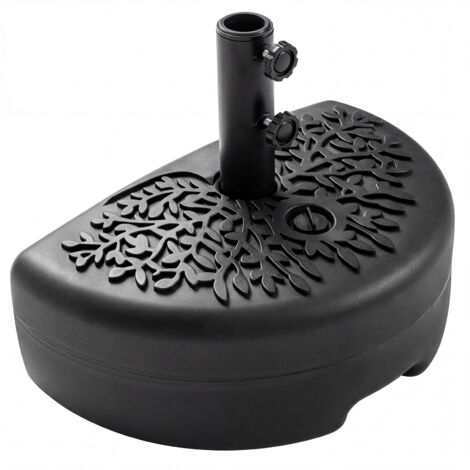 25 kg Socle Demi-Rond pour Parasol, Support de Parasol Remplissable d’Eau et de Sable, Compatible avec Mâts de 40 mm et 48,5 mm (1/5)