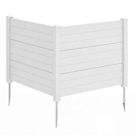 Clôtures de Jardin 122 x 95 CM avec 3 Piquets de Sol, Clôture de Confidentialité Extérieur pour Poubelle Climatiseur, 2 Panneaux Brise-Vue, Blanc (1/5)