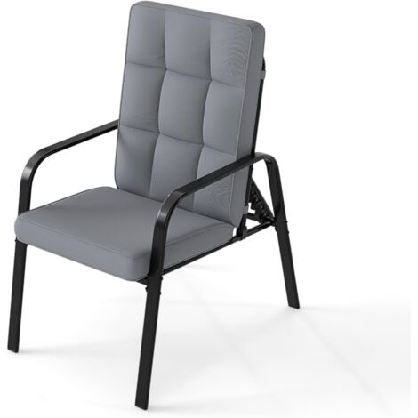 Lot de 2 Chaises de Jardin Exterieur, Dossier Réglable en 5 Positions, Coussins Amovibles, Cadre en Métal, Charge 180 kg, 81 x 56 x 101 cm (1/5)