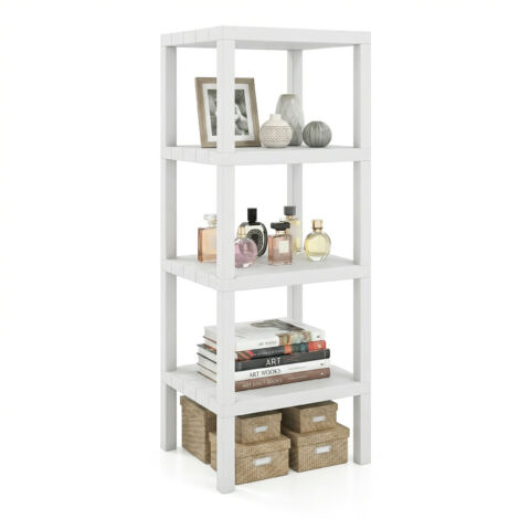 Étagère de Rangement en Plastique à 4 Niveaux, Meuble Utilitaire Autoportant, Unité d'Organisation Étroite pour Salle de Bain, Cuisine, Salon et (1/5)
