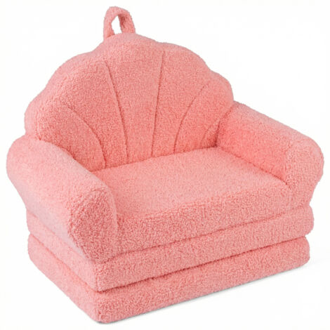 Canapé pour Enfants, Fauteuil Enfant Pliable Convertible 2-en-1 avec Motifs de Coquillages, Poignée Légère, Base Anti-Dérapante, Mini Canapé Doux en