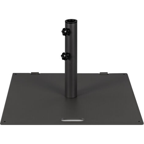 Pied de Parasol Lourd 22kg, Socle Parasol Extérieur Carré pour Parasolφ40/50mm avec 4 Repose-Pieds, Support Parasol en Métal, 60x60cm,Noir (1/5)
