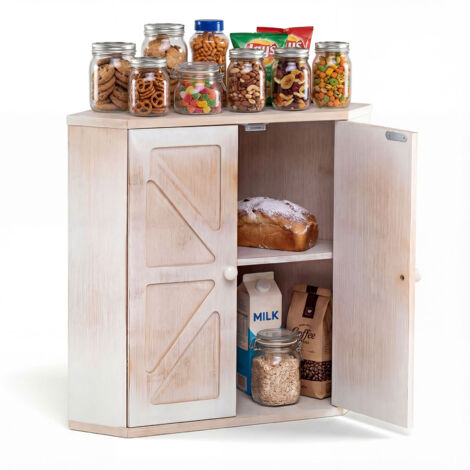 Boîte à Pain d'Angle pour Comptoir de Cuisine, Organisateur de Pain à Double Couche en Bambou avec Étagère Réglable, 31 x 31 x 41 cm (1/5)