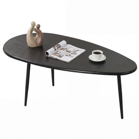 Table Basse Ovale avec Structure Métallique, Design Compact pour Canapé, Meuble d'Appoint 108 x 56 x 44 cm, Charge 45 KG, Noir (1/5)