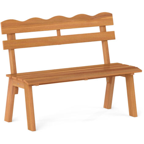 Banc de Jardin Extérieur en Bois d'Acacia avec Charge 360 KG pour 2 Personnes avec Dossier Ondulé et Assise à Lattes, pour Porche, Balcon, Jardin (1/5)
