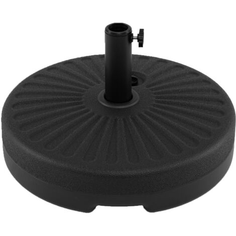 Base pour Parasol Rond 51 cm, Diamètre du Mât jusqu'à 38, 48 mm, Support pour Parasol Remplissable d'Eau et Sable avec 2 Raccords, Porte-mât en Métal (1/5)