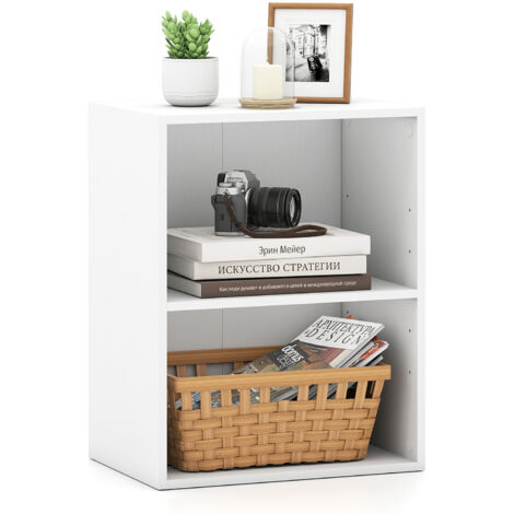 Bibliothèque à 2 Cubes Ouverts avec Étagère Réglable à 5 Positions, Grain de Bois, Étagère pour Salon, Chambre, Bureau, 42 x 29,5 x 53,5 cm, Blanc (1/5)