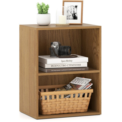Bibliothèque à 2 Cubes Ouverts avec Étagère Réglable à 5 Positions, Grain de Bois, Étagère pour Salon, Chambre, Bureau, 42 x 29,5 x 53,5 cm, Naturel (1/5)