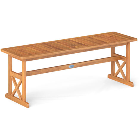 Banc Extérieur en Acacia, Banc de Patio sans Dossier pour 2-3 Personnes avec Siège à Lattes et Charge 360 KG, Banquette Extérieur pour Porche Avant (1/5)