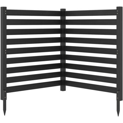 Clôture Jardin 2 Panneaux, Barriere Jardin à Lattes Modulable en Bois de Sapin avec Piquets, pour Poubelle, Climatiseur, 99x99x107CM, Noir (1/5)