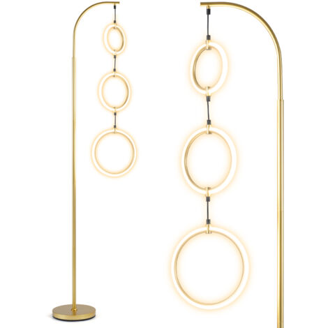 Lampadaire LED à 3 Anneaux, 180 cm Lampe sur Pied avec 3 Températures de Couleur, Luminosité Réglable, Interrupteur au Pied, Fonction Mémoire (1/5)