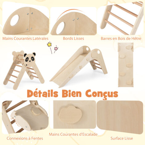 Triangle D’Escalade Montessori COSYLAND 8-en-1 – Bois Massif, Pliable, De 1 à 6 Ans