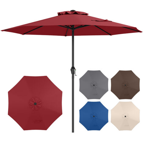 Parasol de Jardin Exterieur, Parasol de Terrasse avec 8 Baleines Robustes, Toit Ventilé, Protection Solaire, Toile Polyester, Cadre Métal, Rouge (1/5)