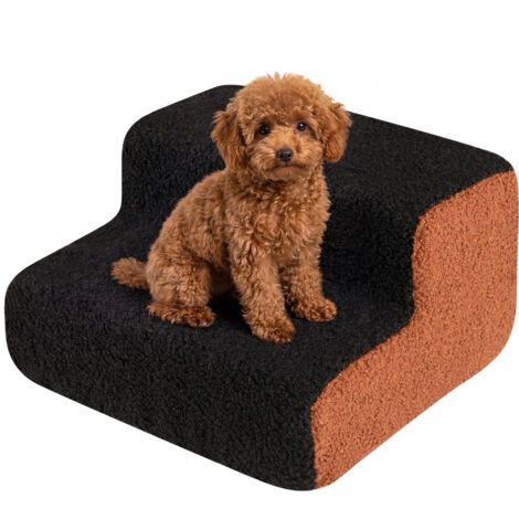 Escalier pour Chien Canapé à 2 Marches, Rampe pour Chien Chat en Mousse Haute Densité, Revêtement Lavable, Fond Antidérapant, Noir