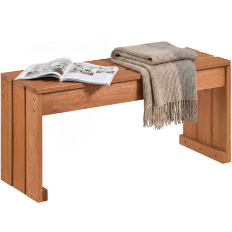 Banc de Jardin 2 Places en Bois Massif, avec Finition Huile Effet Teck, Lattes Épaissies, 90 x 30 x 44 cm pour Balcon, Entrée, Terrasse,Charge 200 kg (1/5)