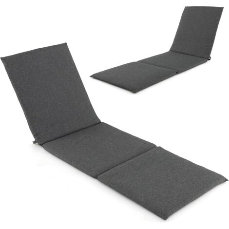 Coussin Bain de Soleil, Coussin Épais pour Chaise Longue d'Extérieur, Matelas Pliable pour Transat Extérieur, 182 x 59 x 4,5 cm (Gris,2) (1/4)
