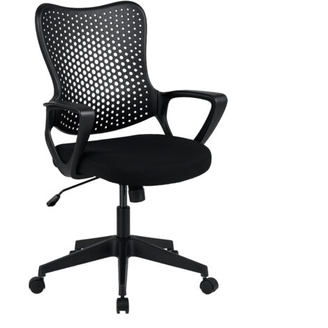 Chaise de Bureau Ergonomique, Fauteuil Bureau Pivotante avec Accoudoirs, Dossier Respirant, Assise Mesh, Hauteur Réglable, Charge 150 kg, Noir (1/5)