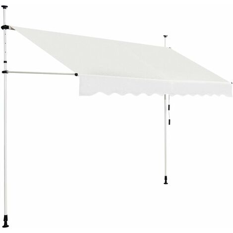 COSTWAY Store Banne Manuel Rétractable 3 L x 1,2 l m Hauteur et Inclinaison Réglable Aluminium Polyester Anti-UV, Beige
