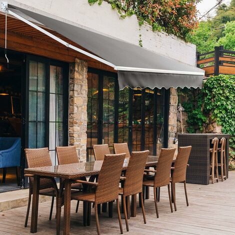 Costway – Auvent rétractable manuel 245x200cm – Angle ajustable 40°-100° – Aluminium et tissu PA – Installation rapide pour balcon et terrasse (1/5)