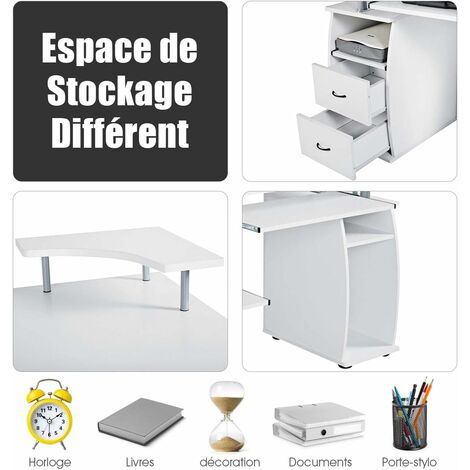 Table de Bureau Petit SucceBuy Petit Bureau Informatique avec Tiroir pour Chambre, Blanc et Bois