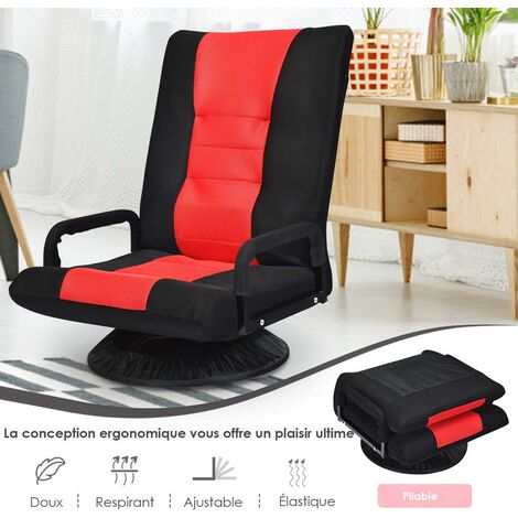 Siège Relaxation Sol COSTWAY Fauteuil Pliable De Sol Confortable - Chaise De Jeu Avec Dossier Réglable Sur 6 Positions, Base Pivotante 360° Et Cadre Métal Robuste (Marron Siège Relaxation Sol COSTWAY Fauteuil Pliable De Sol Confortable - Chaise De Jeu Avec Dossier Réglable Sur 6 Positions, Base Pivotante 360° Et Cadre Métal Robuste (Marron