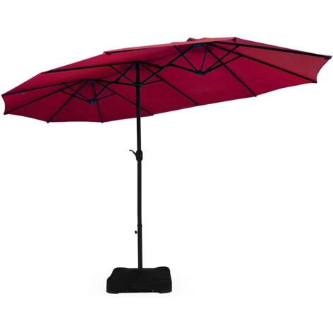 parasol de jardin extérieur double 460x270cm de grande taille avec base de parapluie 50kg