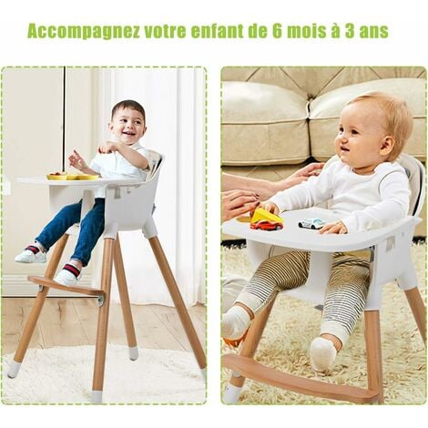 DREAMADE Chaise Haute Bébé, 3 en 1 Hauteur Réglable avec Coussin Bébé  Confort, 52 x 60