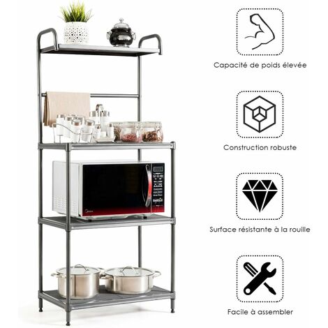 Étagère de Cuisine à 5 Niveaux avec Prise Électrique Support