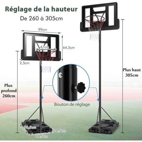 Costway panier de basketball sur pieds avec hauteur réglable 90