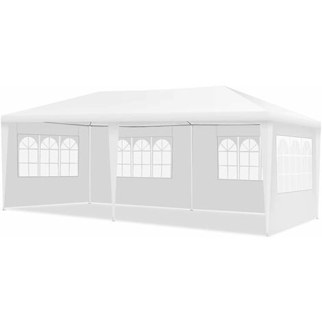 Tente de Réception Tonnelle de Jardin Imperméable Double Toits Tube Acier  Tissu Polyester, 3x3x2m/2,65m, Beige - Costway