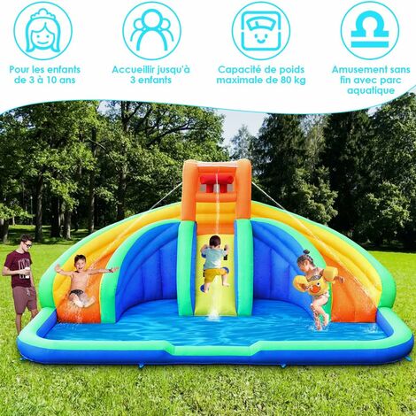 Structure gonflable 3-6 ans avec 2 toboggan, mur d’escalade, kit de réparation piquet, charge 80kg