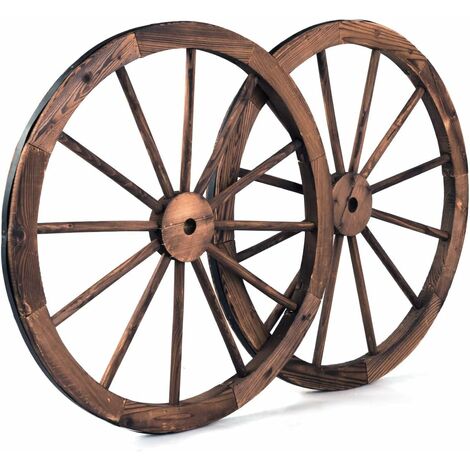 Costway – Set de 2 roues décoratives en bois de sapin – Couleur naturel 76x76x3,5 cm – Traitement carbonisé pour extérieur – Décoration élégante